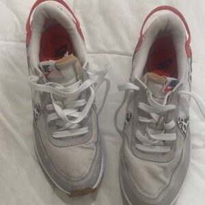 Nike White and Gray Sneakers with Red Highlights
